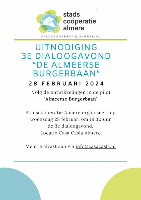 3e Dialoogavond ” De Almeerse burgerbaan”